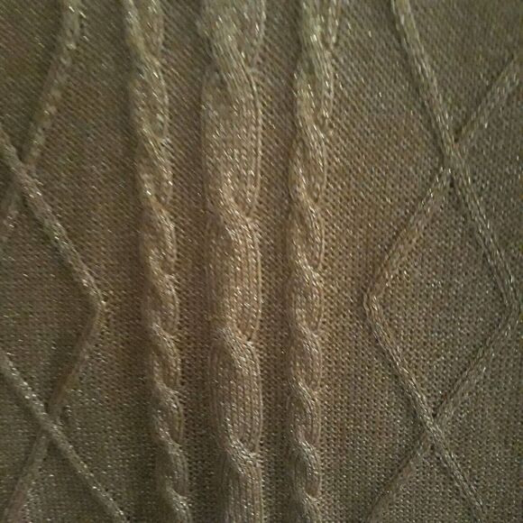 Apt 9 Sweater Top Womens Large Gold Metallic Sparkle Long Sleeves - Picture 4 of 11